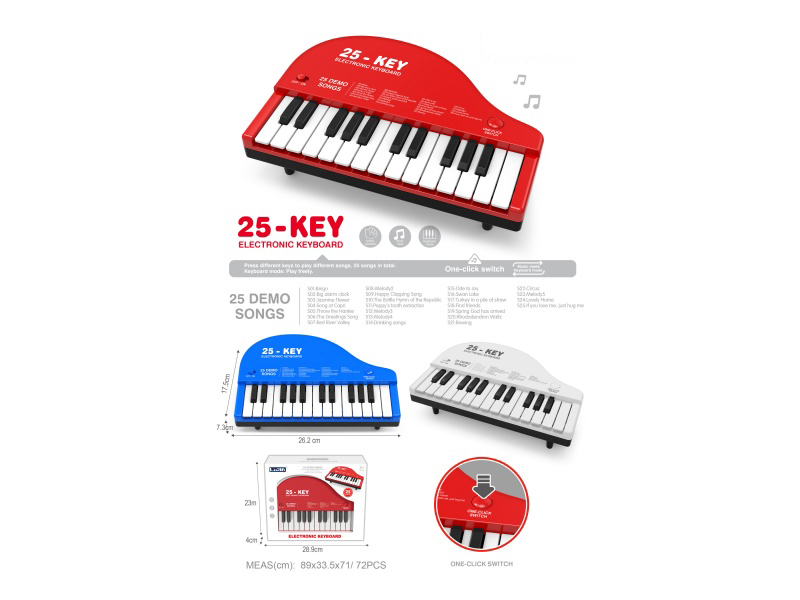 A 25-Key Grand Piano In Red, Blue And White