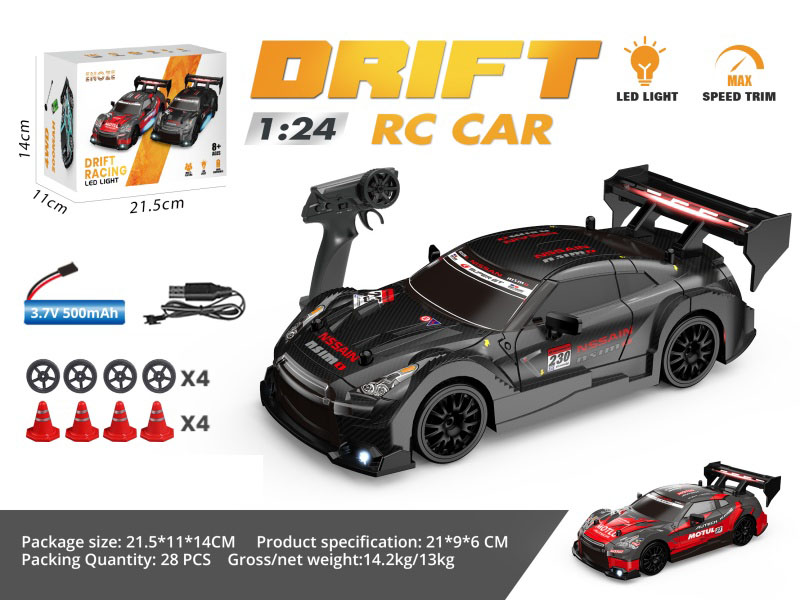 1:24 - Semi-Scale Gtr Drift Remote Control Car - Red/Black