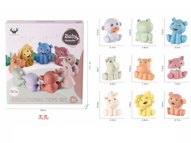 Straw Material Soft Plastic Small Animal 9PCS