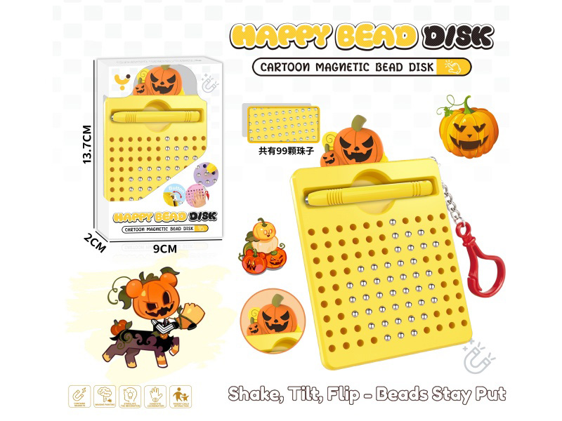 Magnetism Brush Drawing Board/With Pendant (Halloween Pumpkin) (99 Beads)