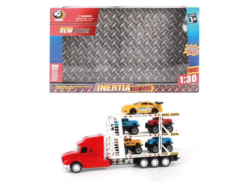 Friction Tow Truck Tows 4 Pickup Trucks +1 Race Car