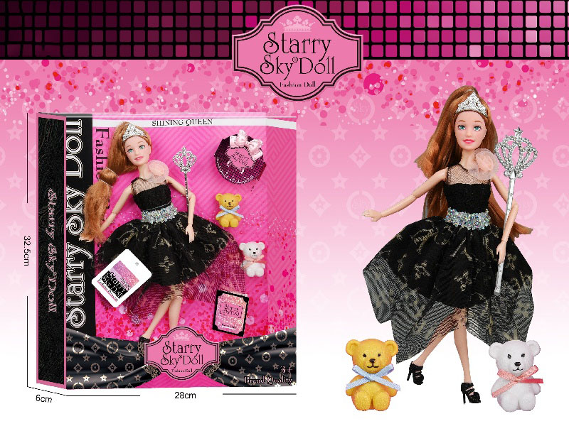 11.5-Inch 11-Joint Black Evening Dress Series - With Electroplated Magic Wand - Bear *2