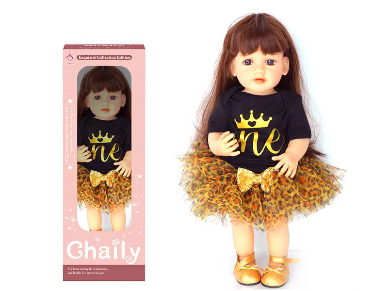 55CM Soft Glue Reborn Baby Doll(Machine Hair Transplant)With Diaper, Birth Card