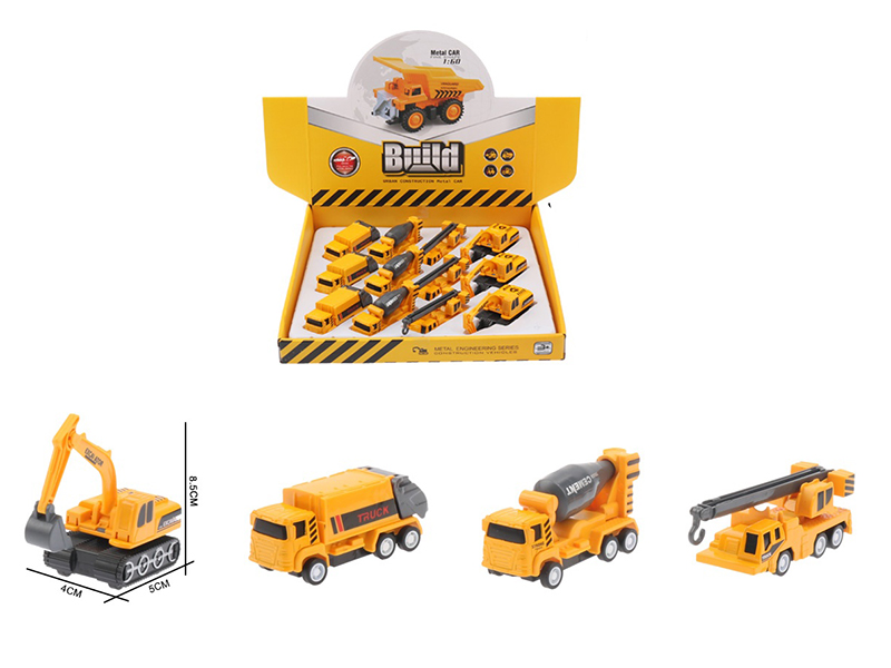 1:60 Pull Back Alloy Engineering Truck(12PCS)