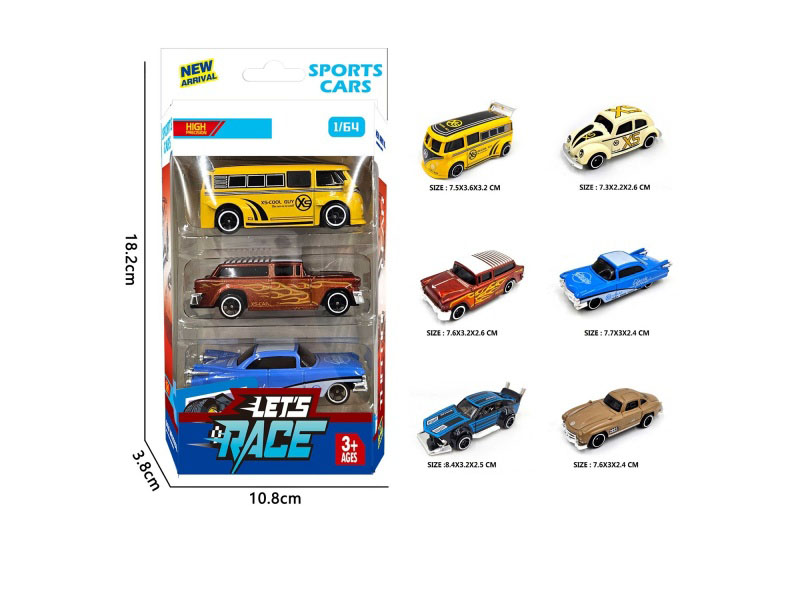 3 Pieces Of 6 1:64 Alloy Vehicles