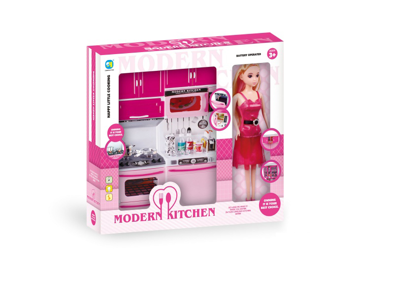 Pink Solid Color Kitchen And Kitchenware Set + Pyrene