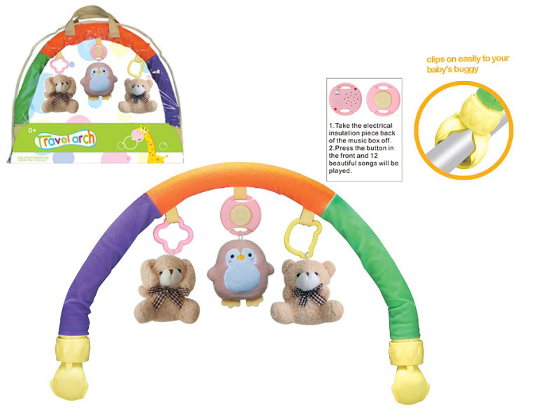 Plush Musical Trolley With Headboard Bell (Penguin Bear Dog)