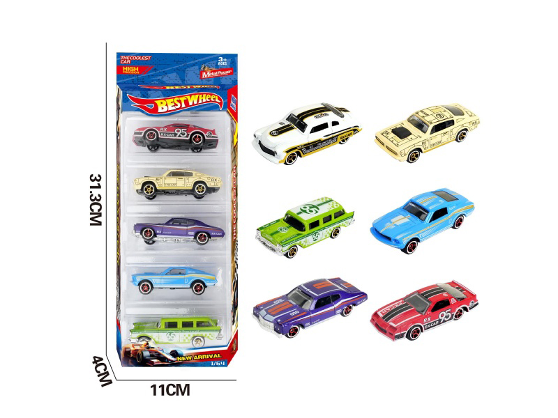 6-Piece 1:64 Classic Muscle Car, Vintage Car Alloy Model 5-Pack