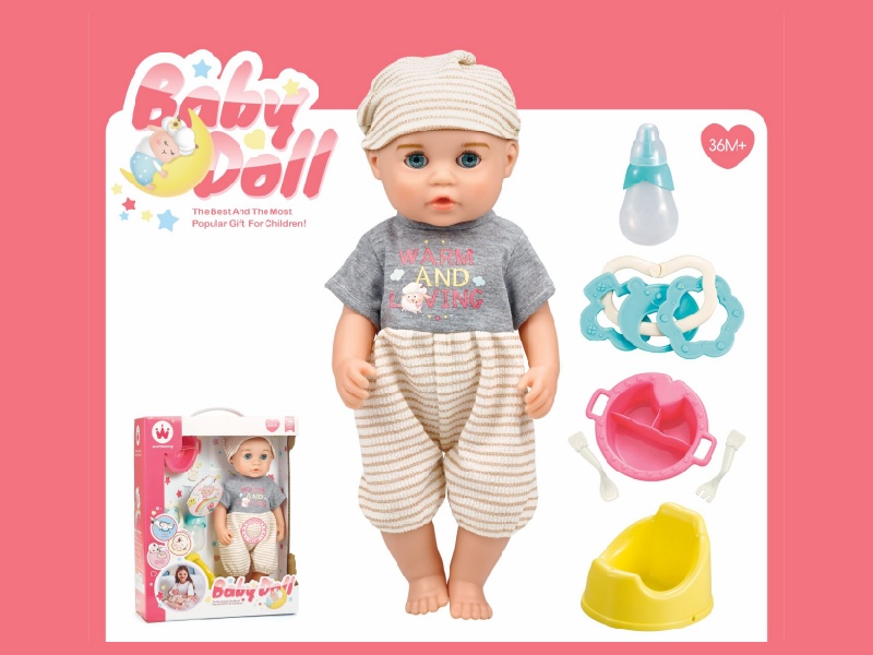 14-Inch Drinking And Urinating Doll With Accessories (Head, Hands And Feet With Rubber, Body With Ic For Blowing Air,24 Sounds