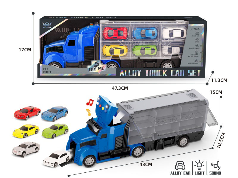 Urban Long-Nosed Container Truck + Urban Sports Car Series Alloy Vehicle