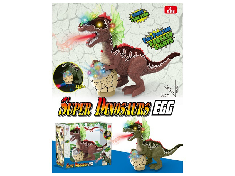 Electric Egg-Carrying Chicken Crown Dragon, With Spray Function, Light And Music, Tail Swing, Universal Walking (Two-Color Mixed Package) (Spray Model).