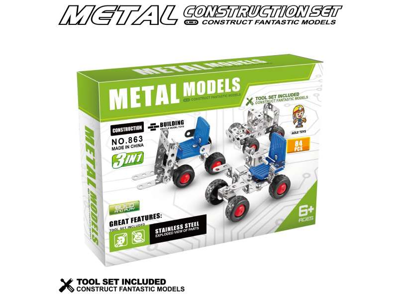 Metal Building Blocks - 84 Pieces Of 3-In-1 Atvs