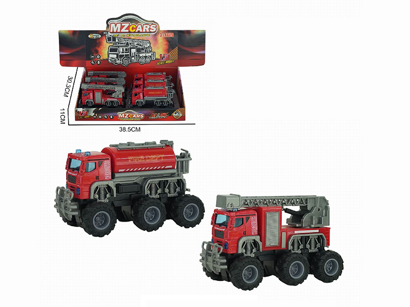 1:36 Double Friction Alloy Off-Road Fire Engines 6pcs