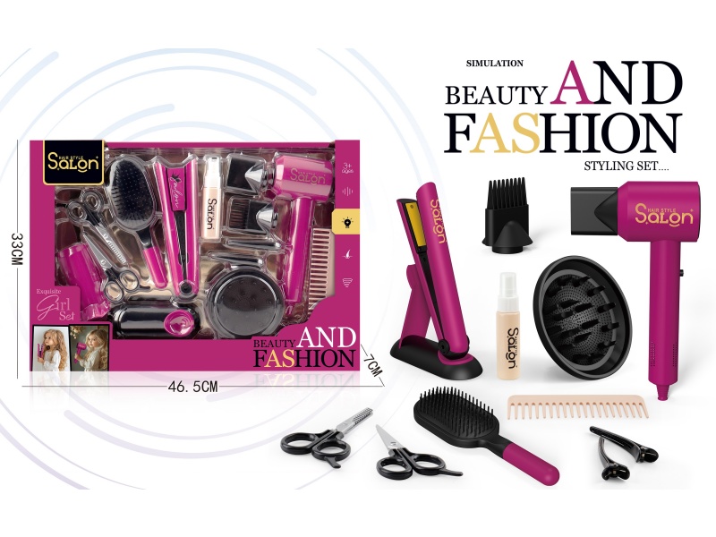 Diy House Play Accessories Simulation Salon Hair Care Tools Electric Hair Dryer Set 14 Pcs