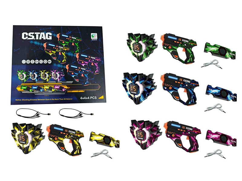 Wireless Data Synchronization Laser Guns 4pcs + 4 Back-End Receiver + 4 Vest