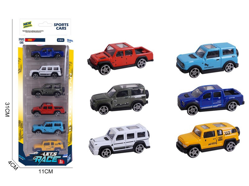 6 1:64 Alloy Car Models, 6 Pieces Each