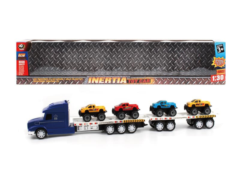 Friction Trailer With Four Pickup Trucks