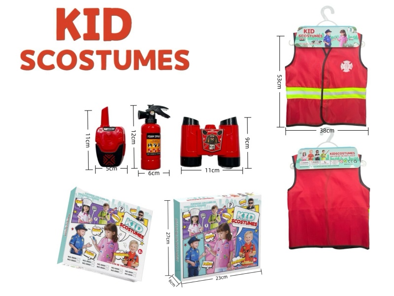 Diy Clothing Role-Playing Fire Safety Reflective Vest + 3-Piece Set (Thickened Style) (Color Box Style)
