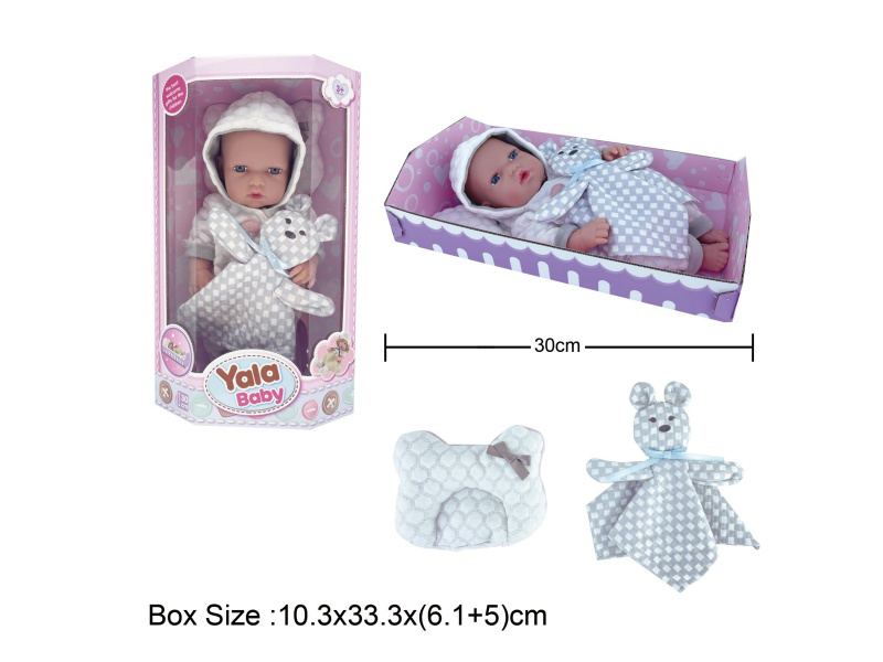 12-Inch Newborn Full Vinyl Doll With Pillow Animal Fabric Accessories