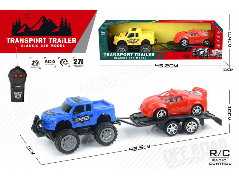 2-Channel Remote Control Off-Road Vehicle Trailer With Small Car(Not Included Batteries)