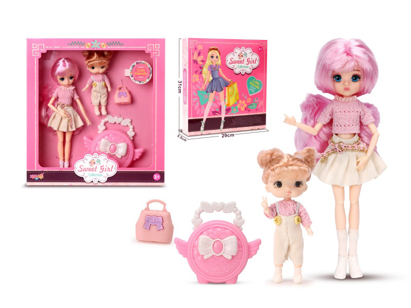 10" Sweet Girl Doll With 6" Little Doll, Accessories