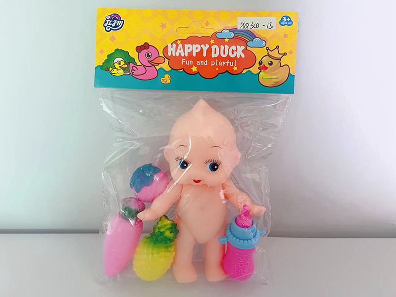 Baby Doll + Fruits 3pcs + Feeding-Bottle