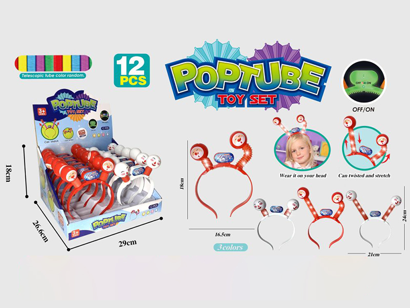 Telescopic Tube Christmas Hair Hoop With Lights 12pcs