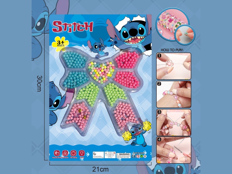 Stitch Diy Beaded Jewelry Bow With Multiple Colored Beaded Ribbons And 2 Threads