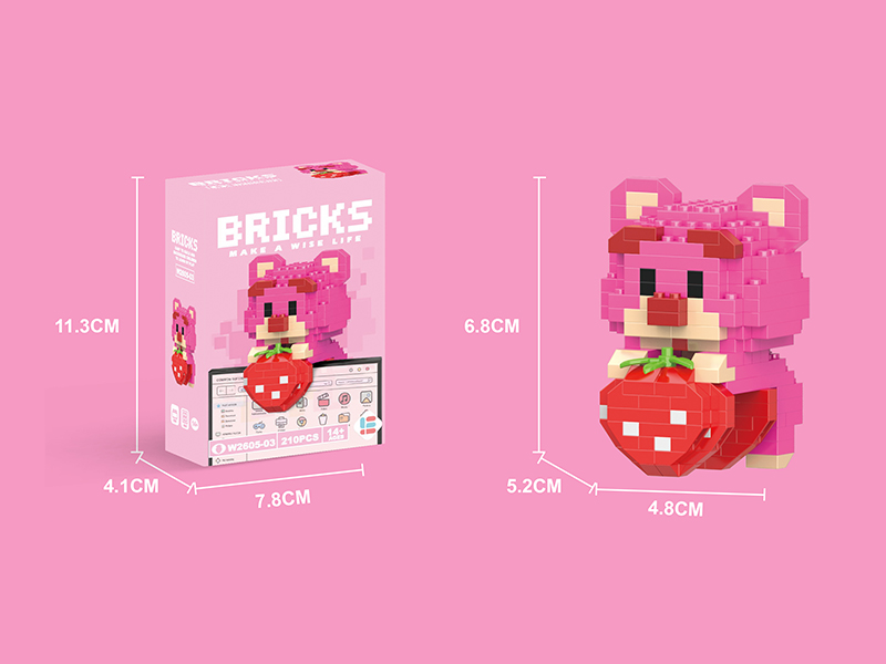 Computer Pendant trawberry Bear Building Blocks 210PCS