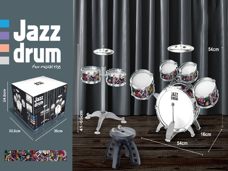 7 Drums, 2 Cymbals, Electroplated Rings, Sa Enclosure + Stool