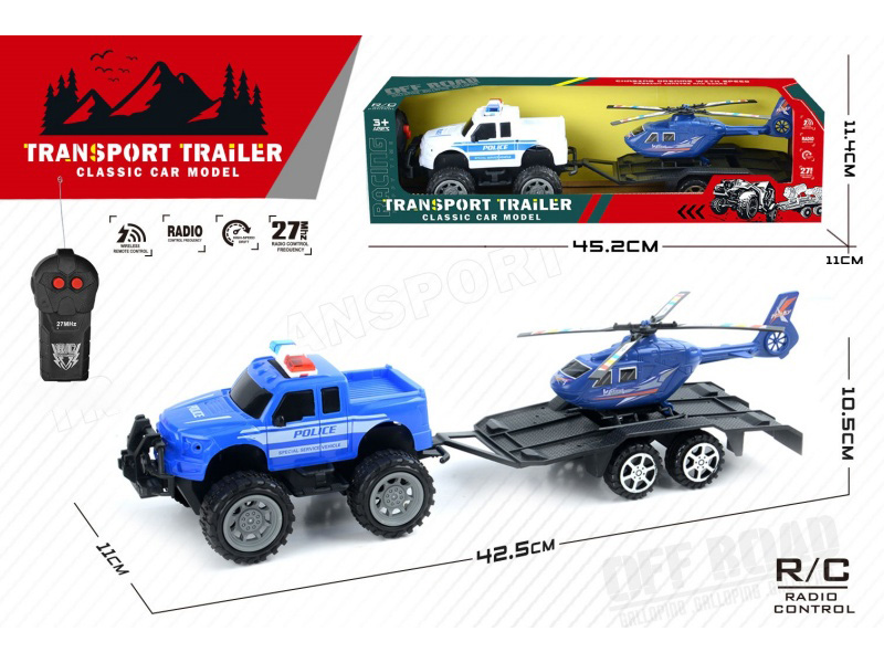 2-Channel Remote Control Off-Road Vehicle Trailer With Helicopter(Not Included Batteries)