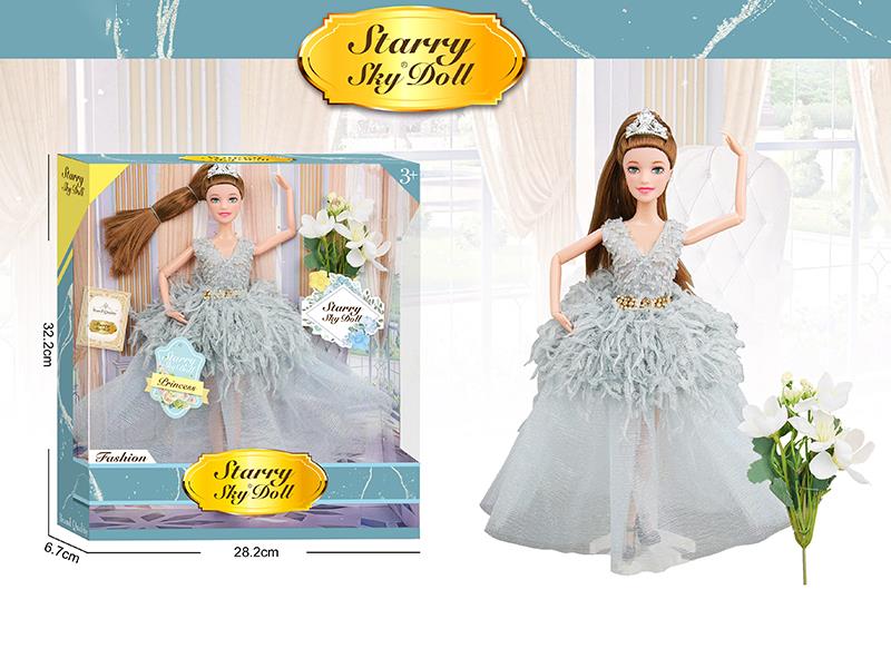 11.5 Inch 11-Joints Fashion Doll With Simulated Bouquet, 2 Hair Clips