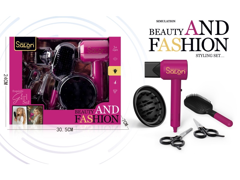 Diy House Play Accessories Simulation Salon Hair Care Tools Electric Hair Dryer Set 6 Pcs