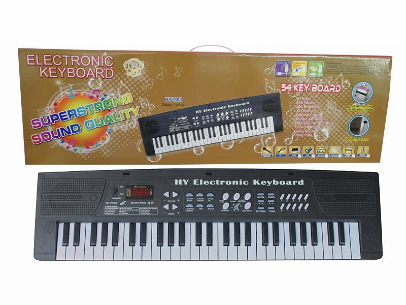 54 Keys Dual Speaker Digital Electronic Organ(Black, With USB, Microphone)