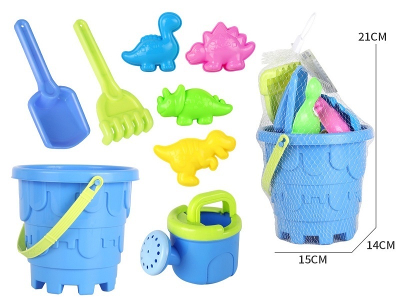 Castle Beach Bucket Shower Head Dinosaur 8-Piece Set