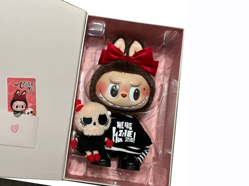 1:1 Outsize Limited Edition 40cm 24D Eyeball Plush Vinyl Face Stuffed Labubu Doll With Card, Clothes, Bowknot