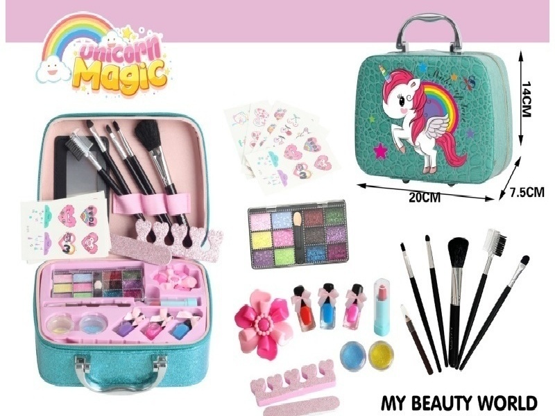 Unicorn Cosmetic Handbag (With Bright Pink Printed Pattern)