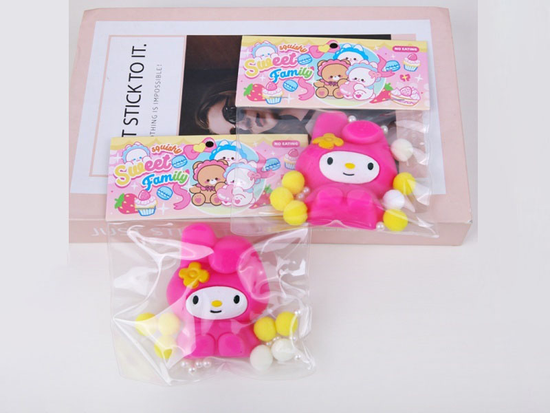 Jelly Kneading Toy Spray-Painted Large Sanrio Merlot - Folded Ear Pearls + Pom-Pballs + Clips
