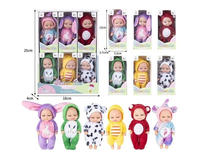 4-Inch Solid Sleeping Doll (6-Piece Set)
