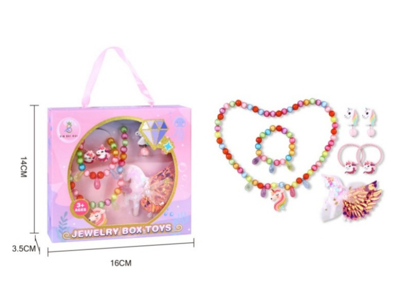 Girls' Accessories - Necklace + Bracelet + Ring + Ear Clips + Hair Clip Gift Box Set