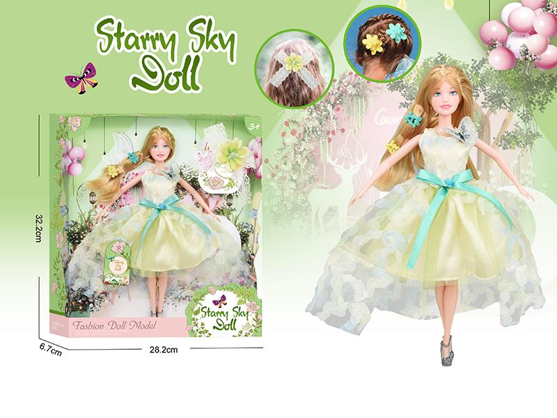 11.5 Inch 11-Joints Fashion Doll With 2 Hair Clips, Hair Rope