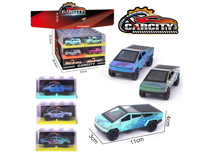 1:36 Colorful Rear-Force Alloy Car Tesla Model, With A Mix Of Blue, Green And Gray Colors