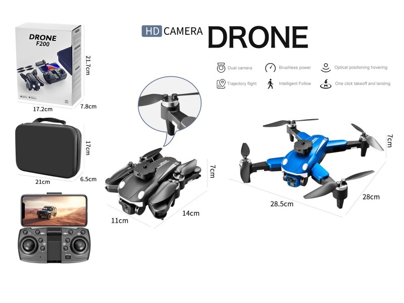 2.4G Remote Control Fold Drone With Dual Cameras(480P),  Brushless Motor, Intelligent Obstacle Avoidance Optical Flow(4-Sided Obstacle Avoidance) + Electrically Adjustable Camera