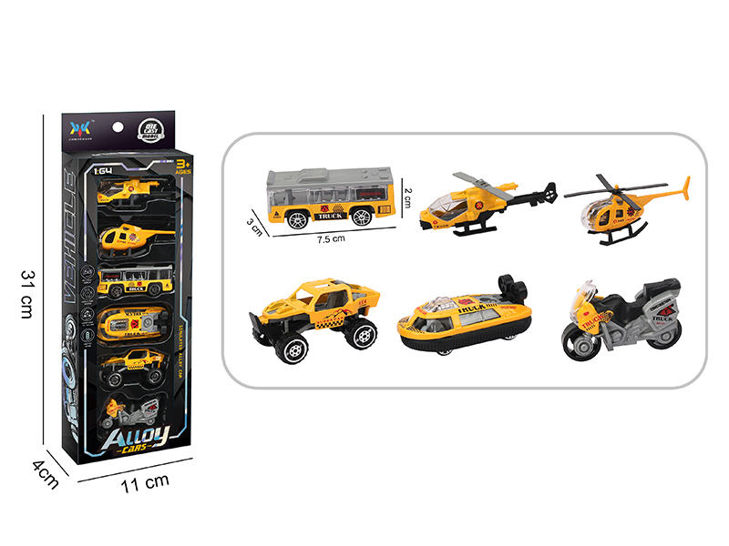 1:64 Alloy Slide Cars 6pcs