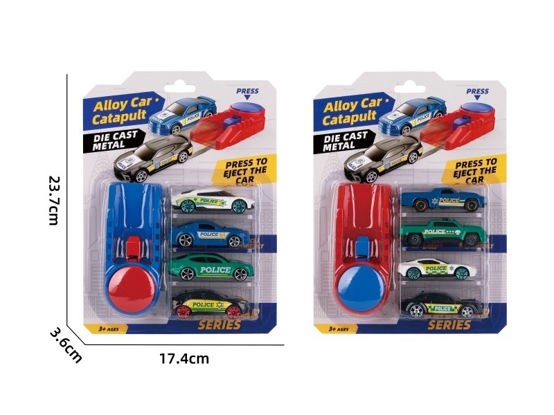 1:64 Catapult Sliding Alloy Police Car Suction Plate +4 Vehicles