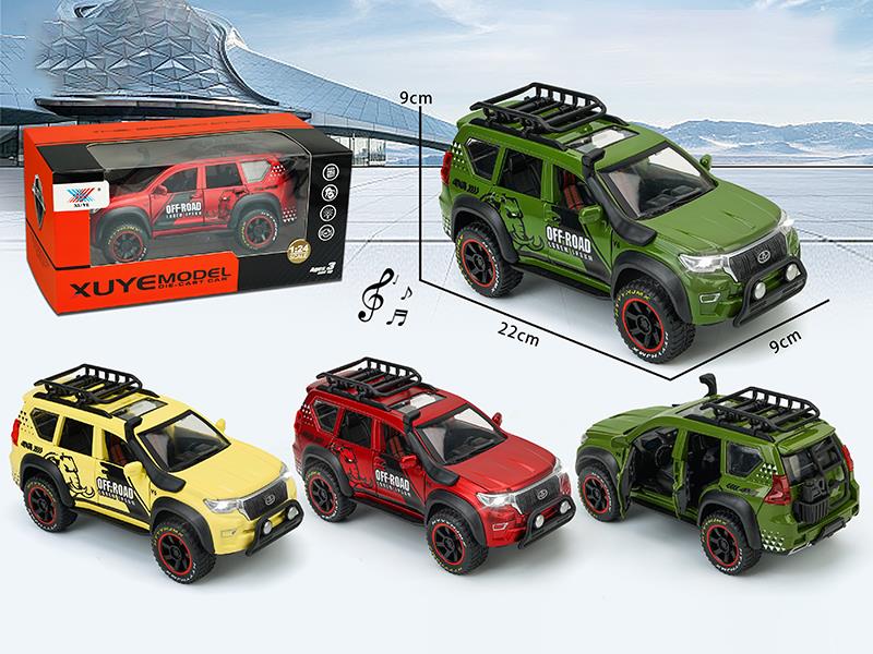 1:24 Toyota Land Cruiser Pull Back Alloy Car Model(6 Doors Can Open, Lights And Music)1PCS