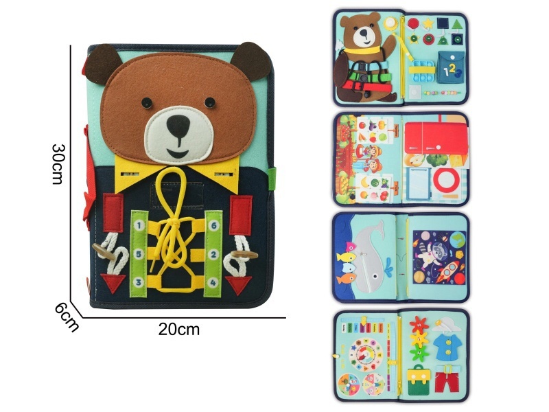 Montessori Early Childhood Education And Intelligence Development - Felt Shoulder Strap, Big Bear With Book Clip Backpack, 5 Pages