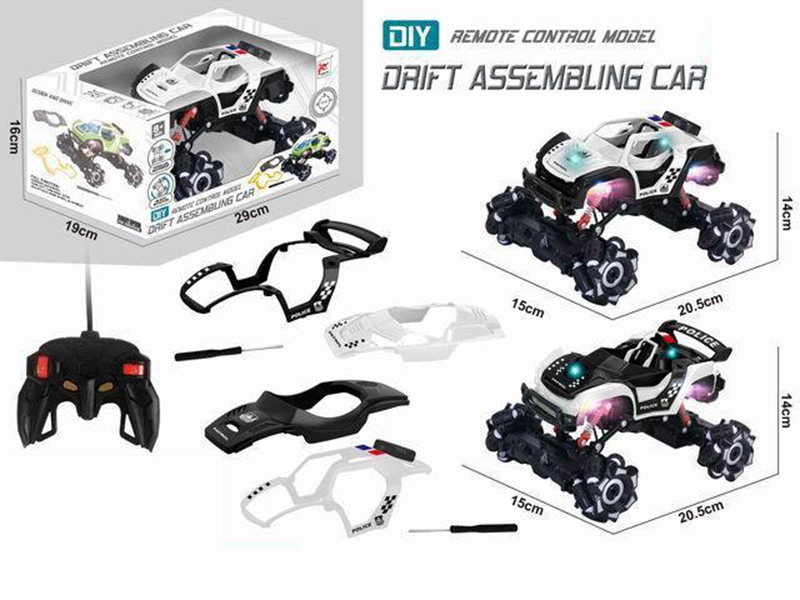2.4G 1:16 6-Channel Remote Control DIY Assembling Drift Stunt Car With Four Flashing Lights(Included Batteries)