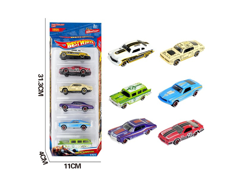 6-Piece 1:64 Classic Muscle Car, Vintage Car Alloy Model 6-Pack