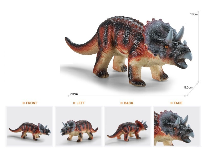11.5-Inch Painted Thick-Fleshed, Cotton-Rich And Soft Rubber Triceratops (Animal Set Suitable For Infants And Children'S Safety)